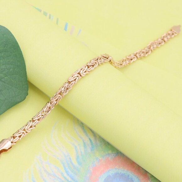 "Elegant Rose Gold Byzantine Chain Bracelet for Women, XPBL1126 - Picture 3 of 13